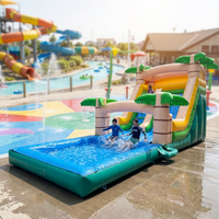 Vente en gros usine : Toboggan gonflable combiné 10x4x5m en forme de palmier, parc aquatique en PVC pour divertissement commercial extérieur, capacité 500kg