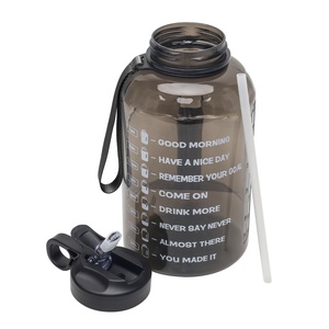 BPA Free Plastic 2.2L Half Gallon Gym Work Out bottiglia d'acqua motivazionale con Time Marker Straw Jug Fitness Bottle - Product Image 6