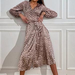 Vestido Casual <span class=keywords><strong>de</strong></span> Moda <span class=keywords><strong>para</strong></span> <span class=keywords><strong>Mujer</strong></span>, Estilo Largo, Estampado en Toda la Superficie, Color Brillante, con Cinturón, Venta al Por Mayor - Product Image 4