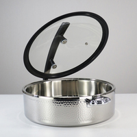 Hochwertige 304 Edelstahl Chafing Dishes, Heiztopf, Speisenwärmer, Roségoldener Gehämmerter Buffet-Ofen mit Glasdeckel