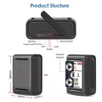 Rastreador GPS LBS 2G Magnético Inalámbrico de 4000mAh, Precisión de 5m, Larga Duración de Batería, Control por Aplicación IOS, Resistente al Agua, Montaje en Tablero