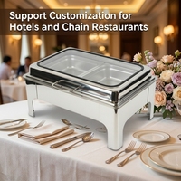 Ensemble de réchauds à alcool en acier inoxydable de qualité commerciale, servant de présentoir alimentaire isotherme pour buffets, restaurants et services de traiteur