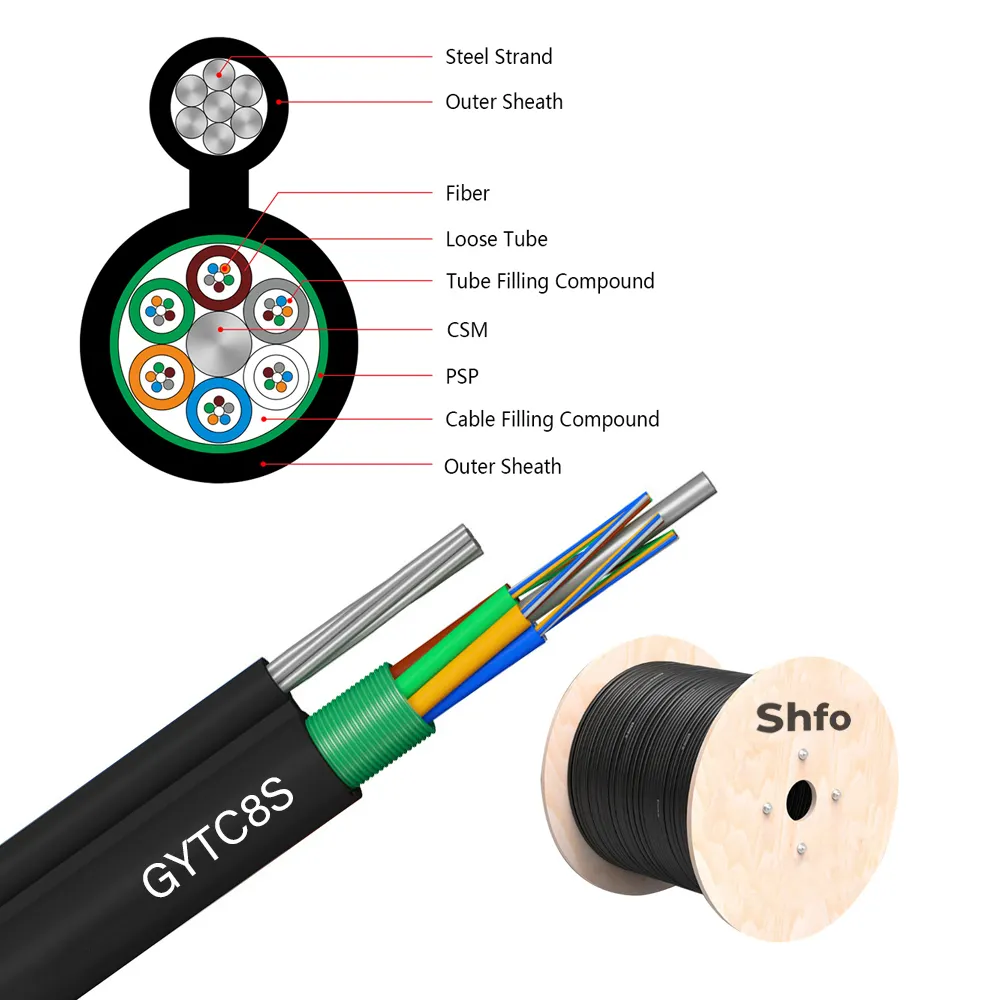 SHFO-GYTC8S Buiten Zelfdragende Figuur 8 Kabel Type Gytc 8S 4 Glasvezelkabel