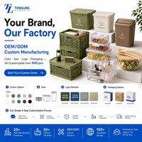 Seau à glace en PET transparent avec poignée en bambou et poignée en bois, vente en gros, export, vente au détail