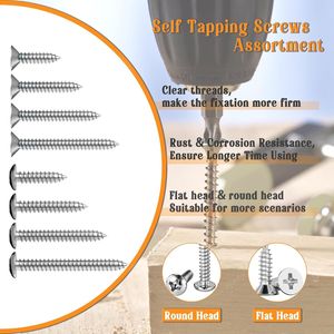 1200Pcs 304 Stainless Steel Phillips Head Countersunk Self Tapping Screws For Wood Metric Grade 8 A2-70 - Product Image 3