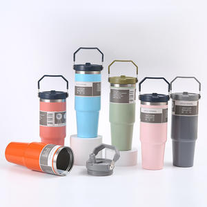 Vaso Térmico de Acero Inoxidable de 20oz/30oz con Asa y Tapa Antiderrames, Superventas - Product Image 1