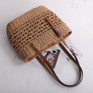 Hot Bán Tay Rơm Dệt Tote Túi Bền Tái Sử Dụng Mua Sắm Túi Bãi Biển Hàng Ngày Sử Dụng Xử Lý Túi Với Dây Kéo Mở - Product Image 3