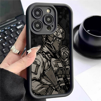 Coque de téléphone portable antichoc en TPU avec impression photo de soldat style homme et objectif en forme d'échelle pour iPhone 12 13 14 15 16 17 18 Pro Max