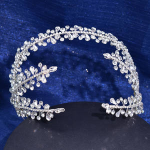 <span class=keywords><strong>Novia</strong></span> romántica, cristal, flor, hojas, corona, diadema, tocado de diamantes de imitación para boda - Product Image 5