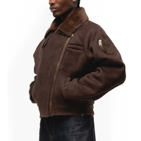 Veste d'hiver pour homme, fermeture éclair asymétrique sur le devant, doublure en peau de mouton chaude, col en polaire épais, vêtements d'extérieur pour temps froid, veste de pilote