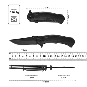 Cuchillo Plegable de Supervivencia para Caza al Aire Libre con Mango de Acero Negro Personalizado, Venta al Por Mayor HL - Product Image 2