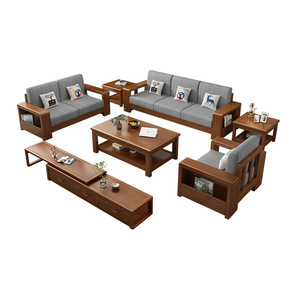 Chinese Style Solid Wood Sofa Set L-Shaped <b>Storage</b> Living Room Furniture Modern Minimalist Fabric Sofa for Small Apartment - Product Image 5