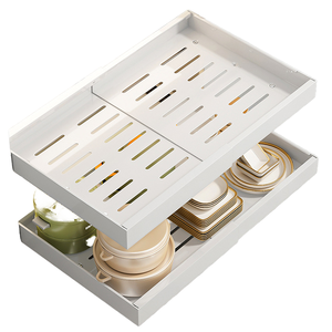 OEM/ODM Extensible Metal Gabinete Organizador Cajón Pull Estante de almacenamiento Estantes divisores Cocina Adhesivo Diapositiva Almacenamiento Olla de almacenamiento - Product Image 5