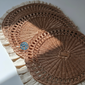 Manteles individuales redondos rústicos directos de fábrica para decoración de mesa de comedor Boho cargador de cisne de ratán tejido para eventos de bodas y fiestas - Product Image 1