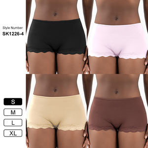SK1226-4 Short de yoga taille mi-haute avec bordure en dentelle extensible 76% polyamide / 24% élasthanne Convient à tous - Product Image 1
