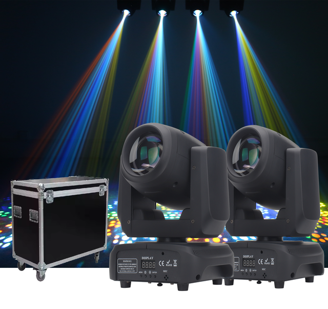 2 Pcs Mini 100W LED Beam Moving Head Light Rainbow Effect DMX Stage Beam Spot DJ Light for Disco Bar Party Clubs Show