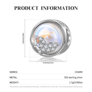 <span class=keywords><strong>Coda</strong></span> di <span class=keywords><strong>sirena</strong></span> con zirconi trasparenti fascino di forma rotonda autentico perline in argento Sterling 925 per gioielli da donna con bracciale con ciondoli fai da te - Product Image 4
