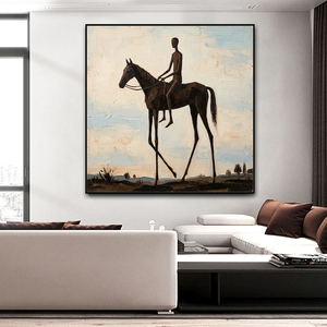 Peinture à l'huile originale sur toile, personnalisée et peinte à la main, représentant un homme et un cheval, pour <span class=keywords><strong>d</strong></span>écoration murale moderne, Meilleure œuvre <span class=keywords><strong>d</strong></span>'<span class=keywords><strong>art</strong></span> - Product Image 4