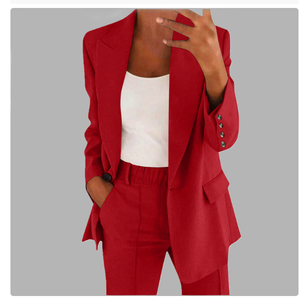 Ensemble décontracté pour <span class=keywords><strong>femme</strong></span>, nouvelle mode 2026, style international : Cardigan à revers coupe ajustée, veste de costume élégante et <span class=keywords><strong>pantalon</strong></span> coupe droite - Product Image 5