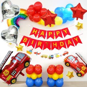 Set di Palloncini e Striscioni a Tema Vigili del Fuoco per Bambini di 3 Anni, Decorazioni per Feste di <span class=keywords><strong>Compleanno</strong></span> - Product Image 6