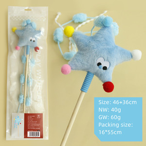 Stelle lune lunghe aste per gatti Teaser Stick nappe giocattoli interattivi per gatti in peluche color caramella - Product Image 5