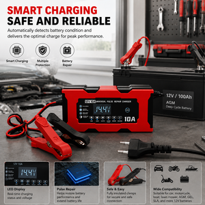 Cargador de Batería de Coche de 12V 10A a Precio de Fábrica, Certificado CE/FCC/RoHS, Pantalla LCD Inteligente, Enchufe Personalizado, OEM ODM, Batería de Plomo-Ácido, Carga por Pulsos - Product Image 3
