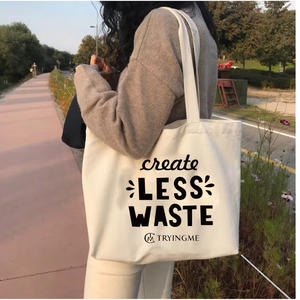 กระเป๋าผ้าแคนวาสธรรมดาแบบรีไซเคิลพิมพ์โลโก้ตามสั่ง - Product Image 1