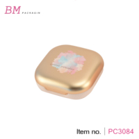Emballage cosmétique carré arrondi récipient compact de poudre boîte de fond de teint de poudre à double couche
