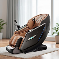 Sillón de Masaje Plegable de Cuero PU con Gravedad Cero Moderno, 2D 3D SL Track Shiatsu, Masajeador de Cuerpo Completo con Spa para Cuello/Hombros/Pies