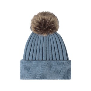 <span class=keywords><strong>Bonnet</strong></span> tricoté d'hiver unisexe pour femmes, <span class=keywords><strong>bonnet</strong></span> de ski chaud avec fausse fourrure, <span class=keywords><strong>pompon</strong></span> sans bord - Product Image 5