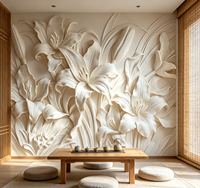 Murale murale personnalisée en relief 3D avec motif floral de lys, revêtement mural pour couloir d'escalier, boutique, hall d'hôtel, décoration de chambre d'enfant, de fille, de cuisine