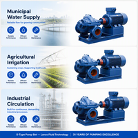 Ensemble de pompes à double aspiration 1200 m³/h 280 CV avec base commune et raccords à bride pour la lutte contre les inondations et les centrales hydroélectriques à grand débit