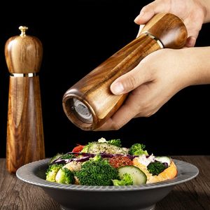 Juego <span class=keywords><strong>de</strong></span> Molinillos Manuales <span class=keywords><strong>de</strong></span> Sal y Pimienta <span class=keywords><strong>de</strong></span> Madera <span class=keywords><strong>de</strong></span> Acacia <span class=keywords><strong>de</strong></span> 8 Pulgadas, con Base, Salero <span class=keywords><strong>de</strong></span> Cocina, Botella para Sazonar con Sal Rosa Recién Molida - Product Image 4