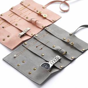 Foldable Embossed Microfiber Jewelry <b>Pouch</b> & Case for <b>Men</b> Women Portable Travel Jewelry Box 1.4mm Thick Material Promotional Use - Product Image 1