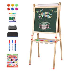 Wood <b>Kids</b> Easel Children Art Easel Paper Roll Double Sided Magnetic for Boys Girls Gifts Adjustable Height <b>Kids</b> Dry Erase Board - Product Image 6