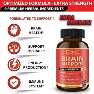 Fabricant de compléments alimentaires pour le cerveau, 9 en 1, Ashwagandha, concentration, mémoire, énergie, 60 capsules pour le soutien du cerveau - Product Image 4