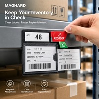 Porte-étiquettes magnétique avec pochette transparente pour les étiquettes de rayonnages d'entrepôt, les SKU et les documents de réapprovisionnement