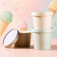 Contenants à crème glacée personnalisés avec logo, gobelets à crème glacée jetables écologiques biodégradables à simple paroi avec couvercle, gobelets en papier
