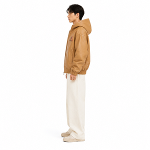 Blouson Bomber Homme Oversize en Cuir de Cheval Shinki avec Capuche – Personnalisé, Lourd, avec Badge Japonais Gaufré, Automne/Hiver, Minimaliste - Product Image 3