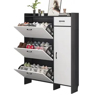 Armário de armazenamento empilhável para sapatos, 24 pares, rack extensível de duas portas, economizador de espaço, móveis para casa, sala de estar ou apartamento