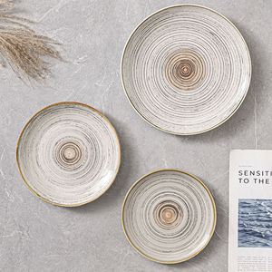Restaurant Tableware Round <b>Ceramic</b> Steak Sushi Charger <b>Plates</b> Japanese Style Porcelain Shallow <b>Plate</b> Snack Dessert Serving <b>Plate</b> - Product Image 1