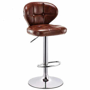 Tabouret de <span class=keywords><strong>bar</strong></span> moderne en cuir ciré pour usage commercial, meubles de cuisine avec base chromée - Product Image 5