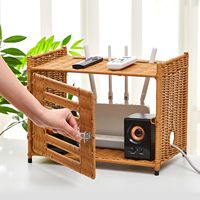 Caja Ocultadora de Router de Mimbre, Soporte para Wi-Fi, Estante, Caja de Almacenamiento para Proyector, Cubierta para Módem, Organizador Decorativo