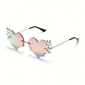 Gafas de Sol Punk Sin Montura 2022, Gafas de Sol Steampunk con Protección UV400 para Mujer, Gafas de Sol en Forma de Corazón - Product Image 5
