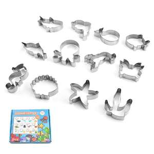 Juego de Moldes para Galletas de Acero Inoxidable Ecológicos con Formas de Dibujos Animados, Serie de Múltiples Temas, Herramientas para Hornear DIY, 12 Piezas, Cocina Profesional - Product Image 2