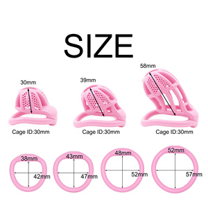 Jaula de Castidad de Plástico con Malla Hueca, Impresa en <span class=keywords><strong>3D</strong></span>, Ultraligera, Invisible, con Anillo de Arco para Restricción del Pene, Tallas S/M/L, Color Blanco y Naranja, con Llave - Product Image 5