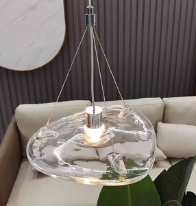 Lampada a Sospensione in Vetro Artistico Semplice con Forma di Foglia di Loto, Luce Trasparente Adeguata - Product Image 5