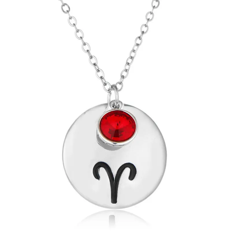 Lucky Birth Stone 12 Zodiac Sign Necklace for Girl Birthday Jewelry Gift