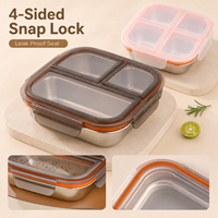 Aohea Neues Design Umweltfreundliche Wiederverwendbare Bento-Lunchbox Edelstahl-Bento-Box für Kinder 3-Fach-Lunchbox