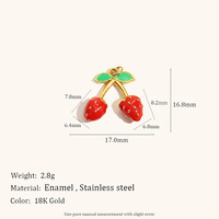 Pendentif tendance en acier inoxydable plaqué or 18 carats émail cerise fraise breloques créatives de fruits mignons pour la fabrication de bijoux